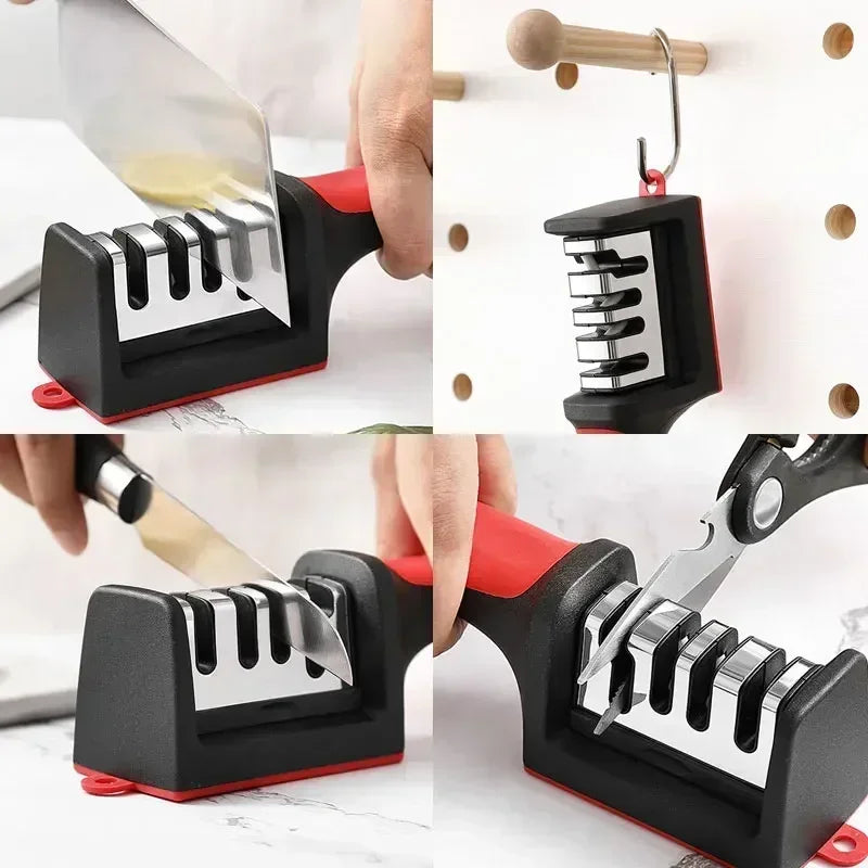 Afilador de Cuchillos de Cocina 3 en 1 con Base Antideslizante