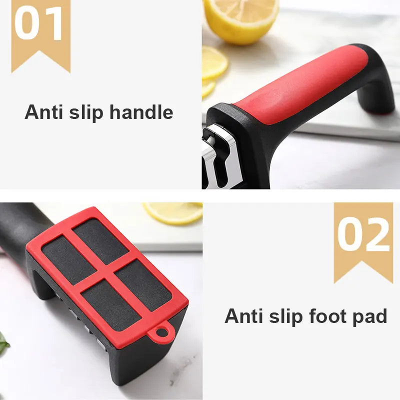 Afilador de Cuchillos de Cocina 3 en 1 con Base Antideslizante