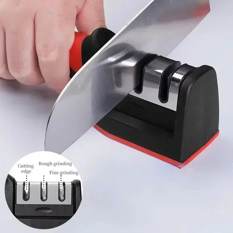 Afilador de Cuchillos de Cocina 3 en 1 con Base Antideslizante